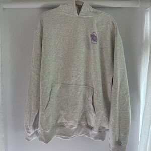 White Fox With Love For You Oversized Hoodie Grey Marle (L/XL)(grey/lavender)